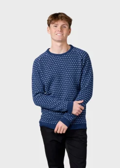 Klitmoller Collective Strick-Hugo knit - Deep blue/cream Olive/cream