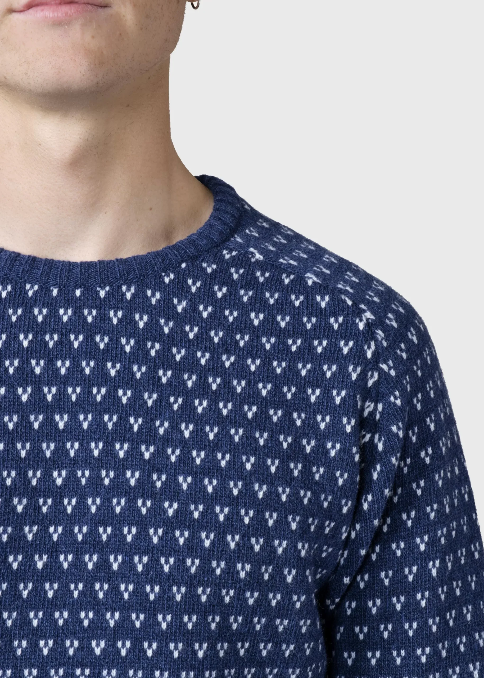Klitmoller Collective Strick-Hugo knit - Deep blue/cream Olive/cream
