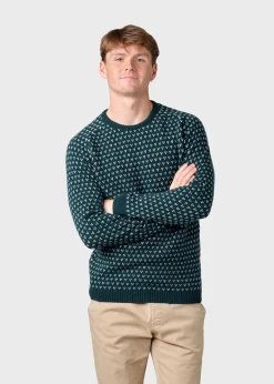 Klitmoller Collective Strick-Hugo knit - Moss green/cream Olive/cream