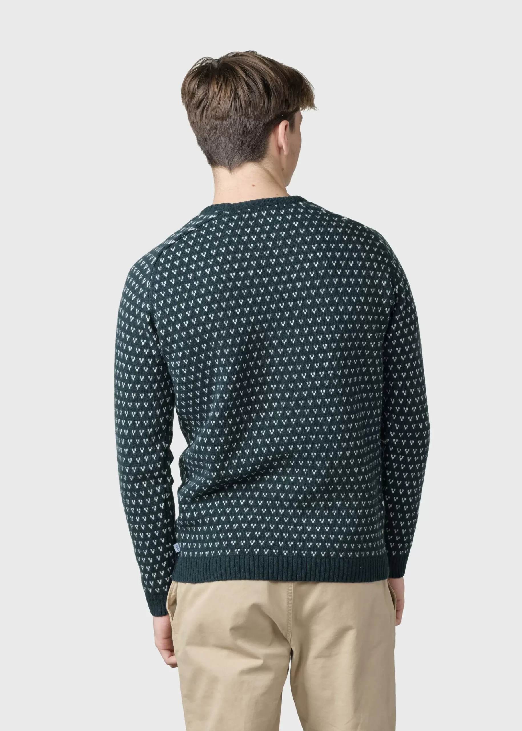 Klitmoller Collective Strick-Hugo knit - Moss green/cream Olive/cream