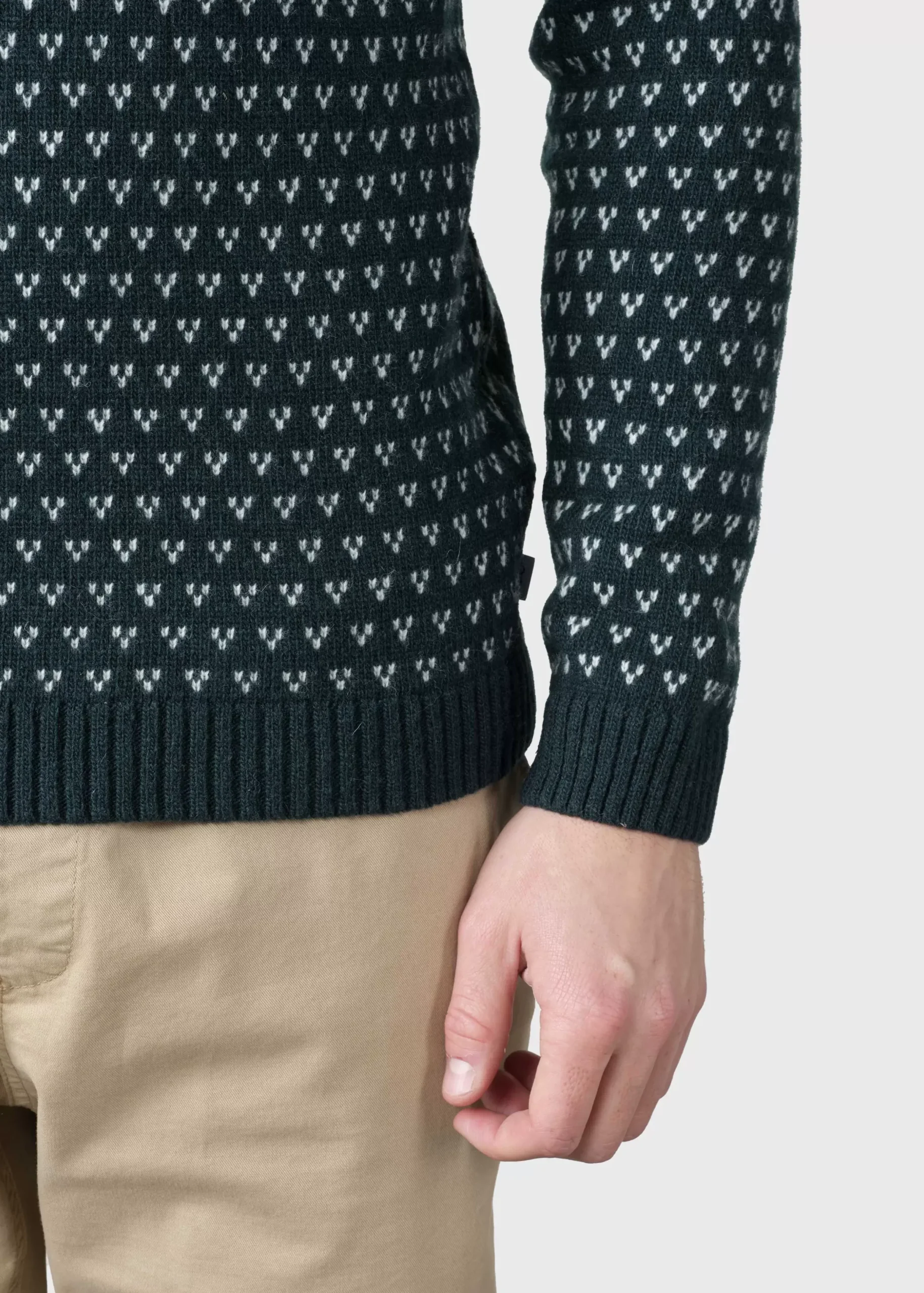 Klitmoller Collective Strick-Hugo knit - Moss green/cream Olive/cream