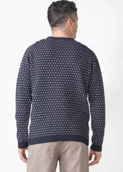 Klitmoller Collective Strick-Hugo knit - Navy/cream Olive/cream