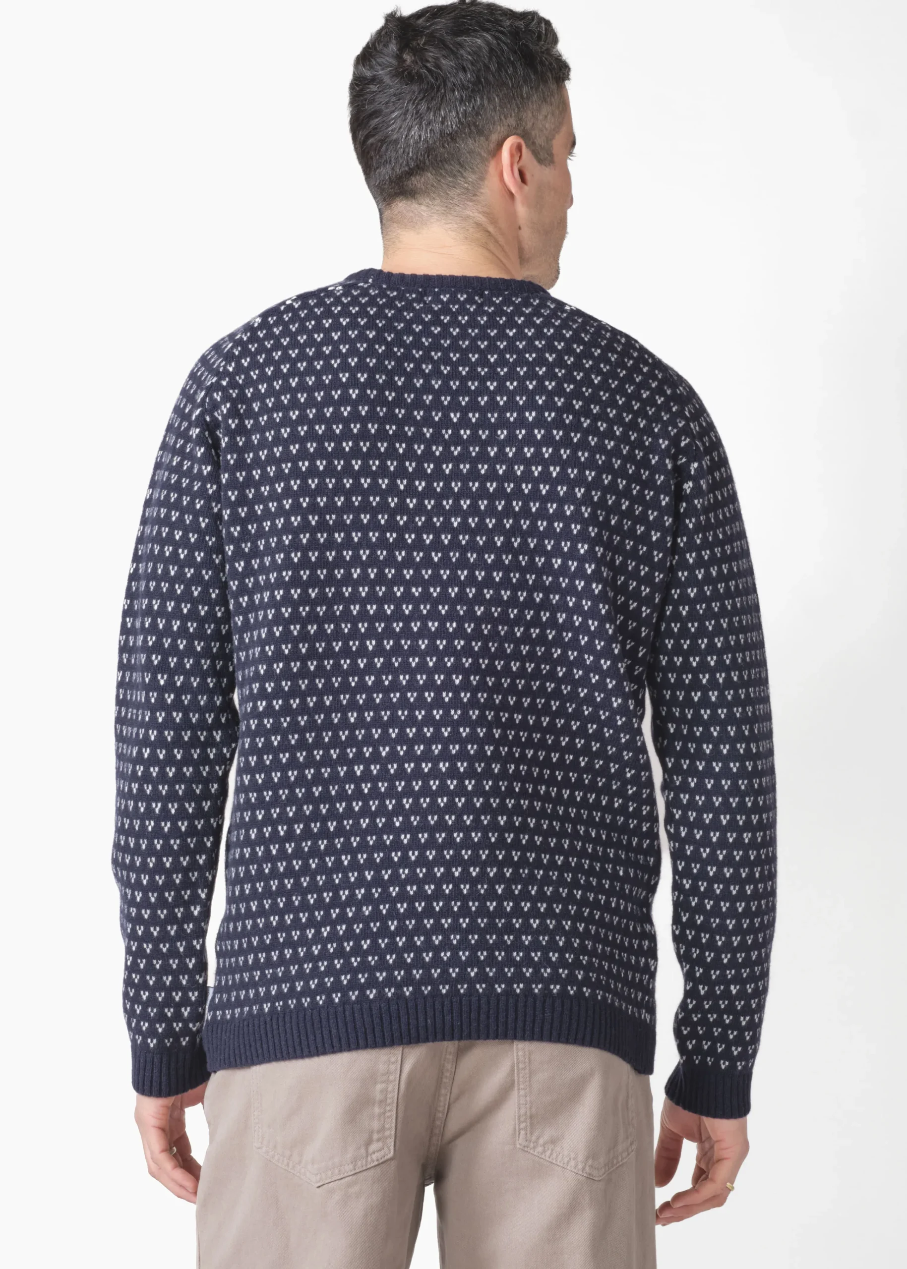 Klitmoller Collective Strick-Hugo knit - Navy/cream Olive/cream