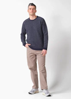Klitmoller Collective Strick-Hugo knit - Navy/cream Olive/cream