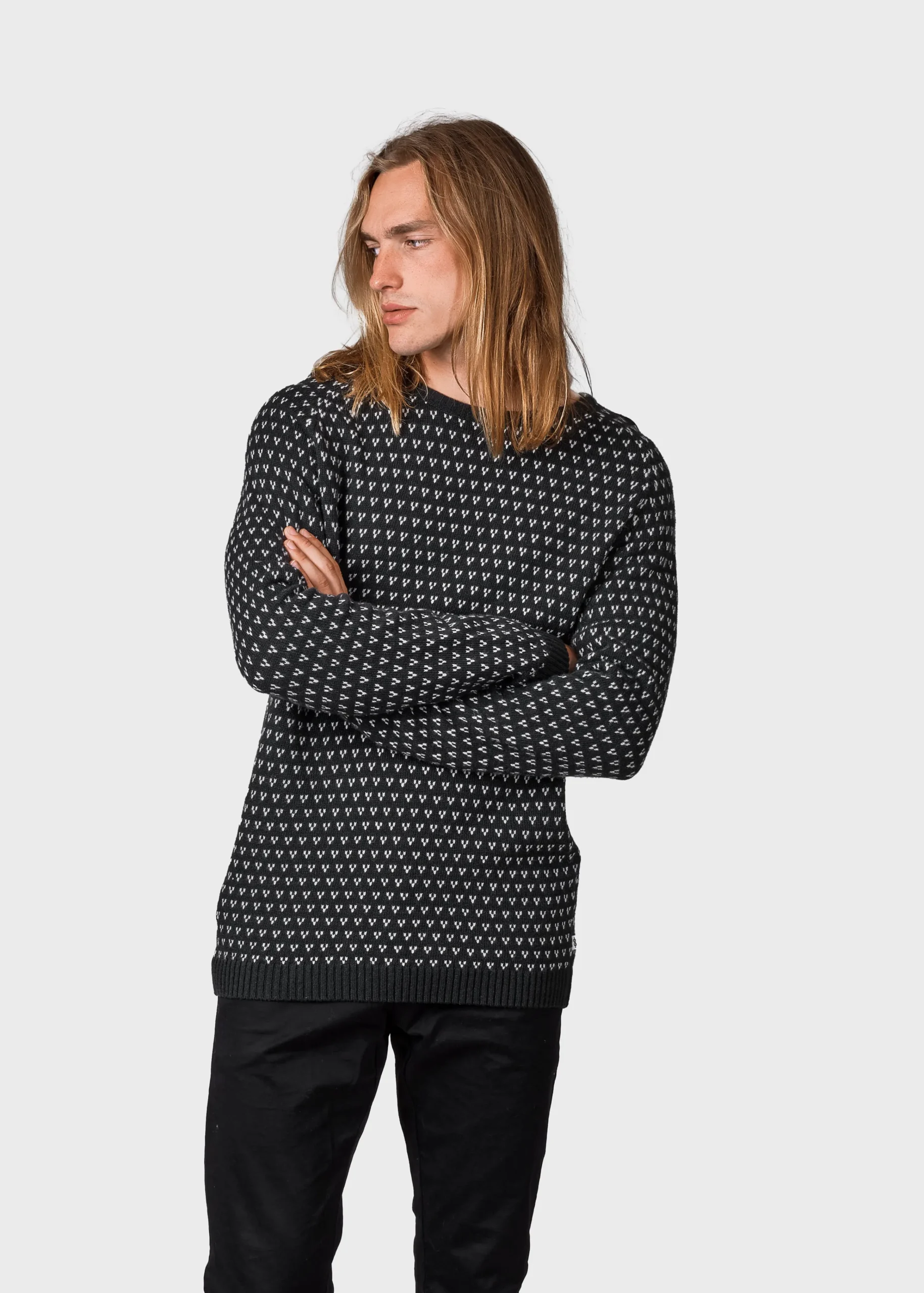 Klitmoller Collective Strick-Hugo knit - Olive/cream