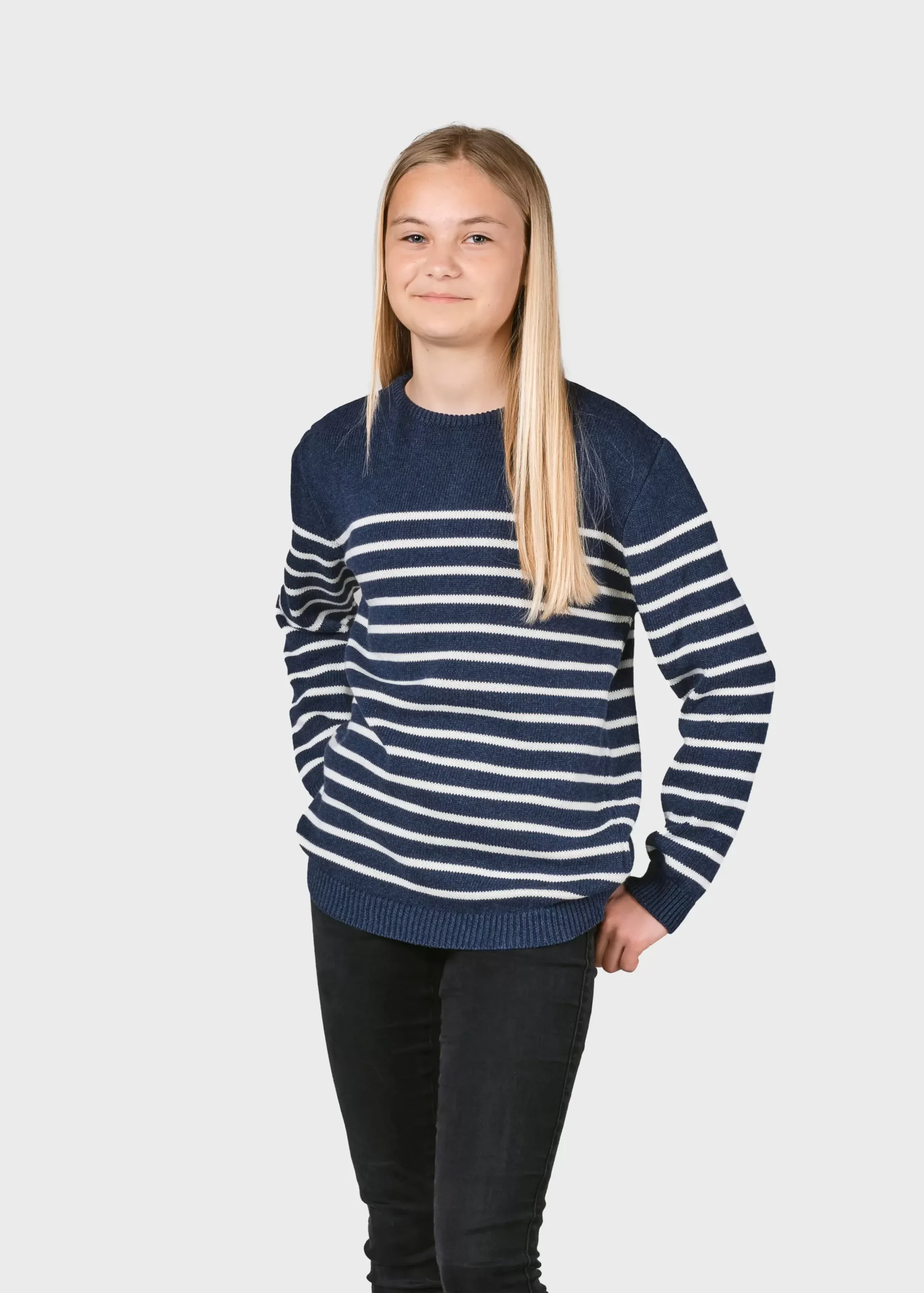 Klitmoller Collective Kinder-Kids stripe cotton knit - Ocean/cream Navy/cream