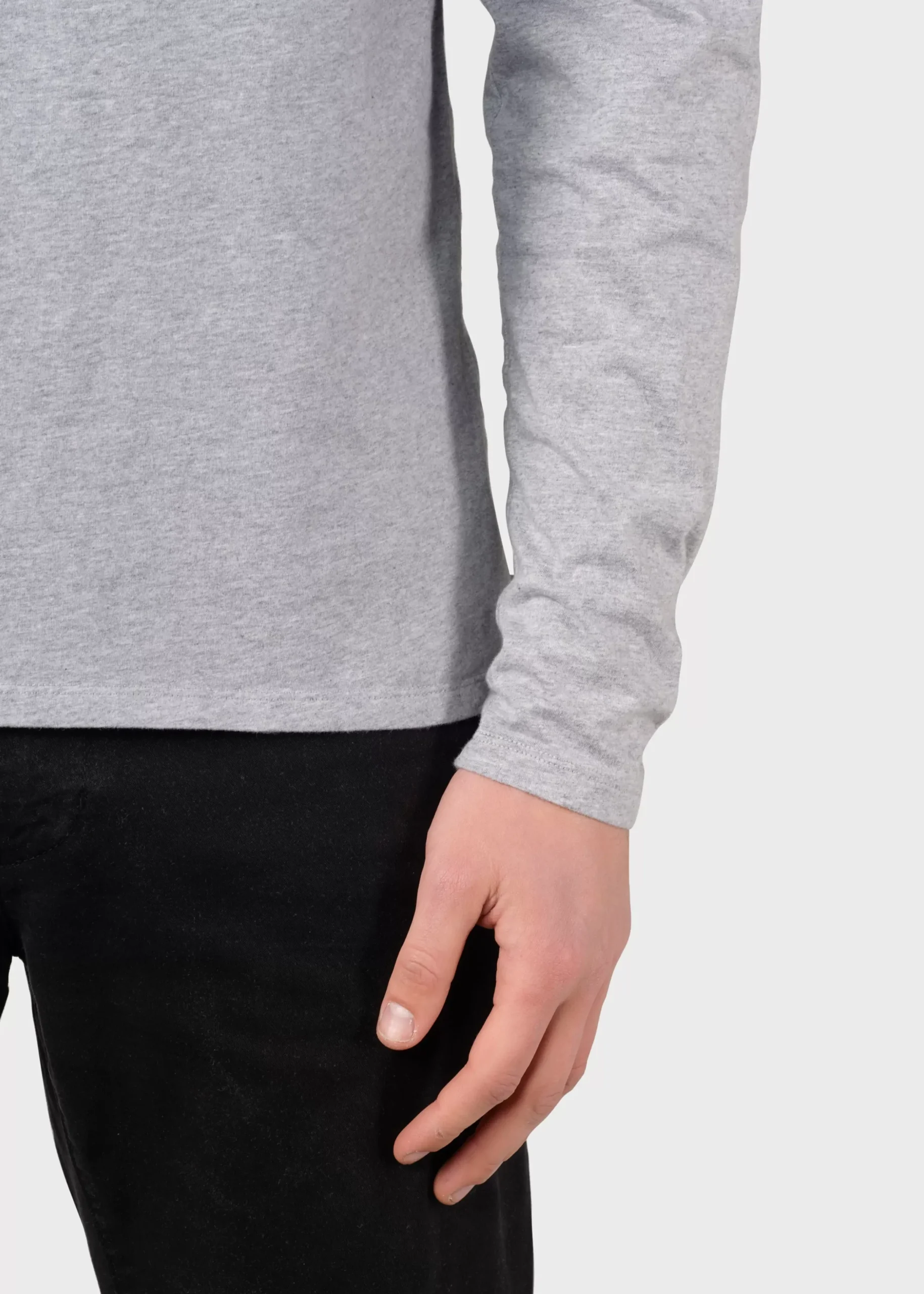 Klitmoller Collective T-shirts-Linus LS tee - Grey melange Navy