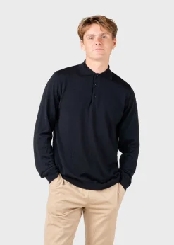 Klitmoller Collective Strick-L/S knit polo - Black
