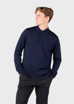 Klitmoller Collective Strick-L/S knit polo - Navy Black