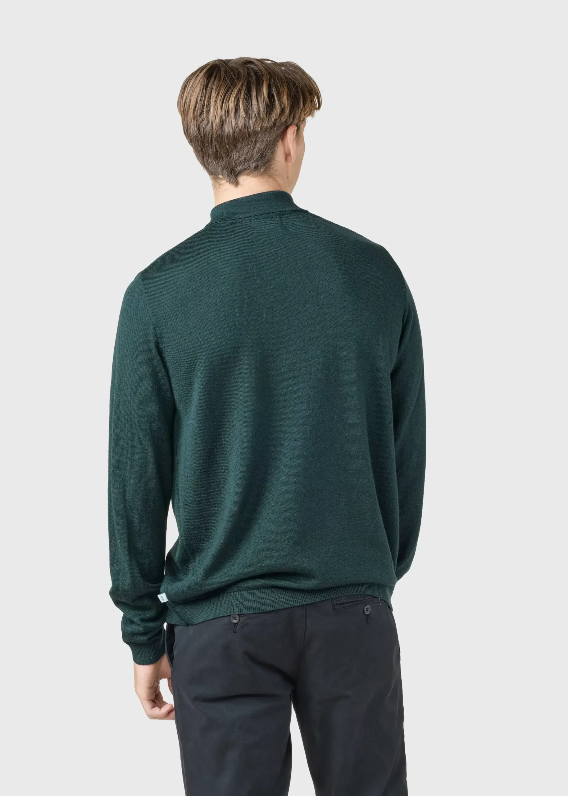 Klitmoller Collective Strick-L/S knit polo - Olive Black