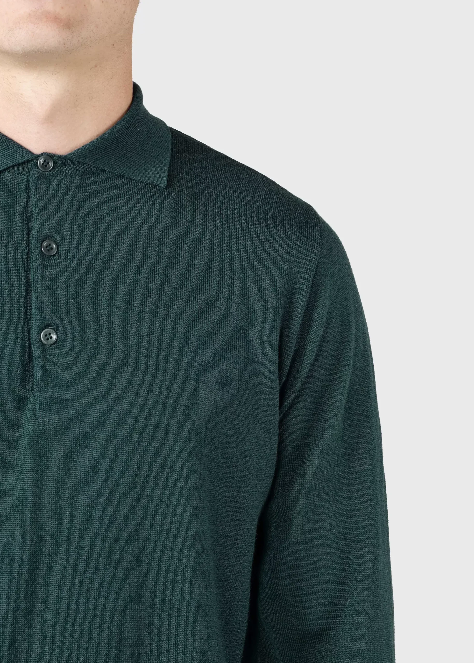 Klitmoller Collective Strick-L/S knit polo - Olive Black