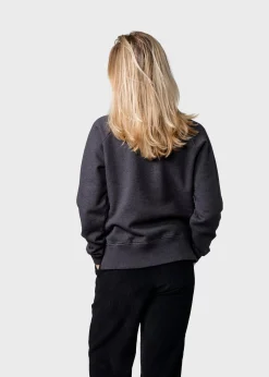 Klitmoller Collective Sweatshirts-Maja logo crew - Anthracite melange Skyblue