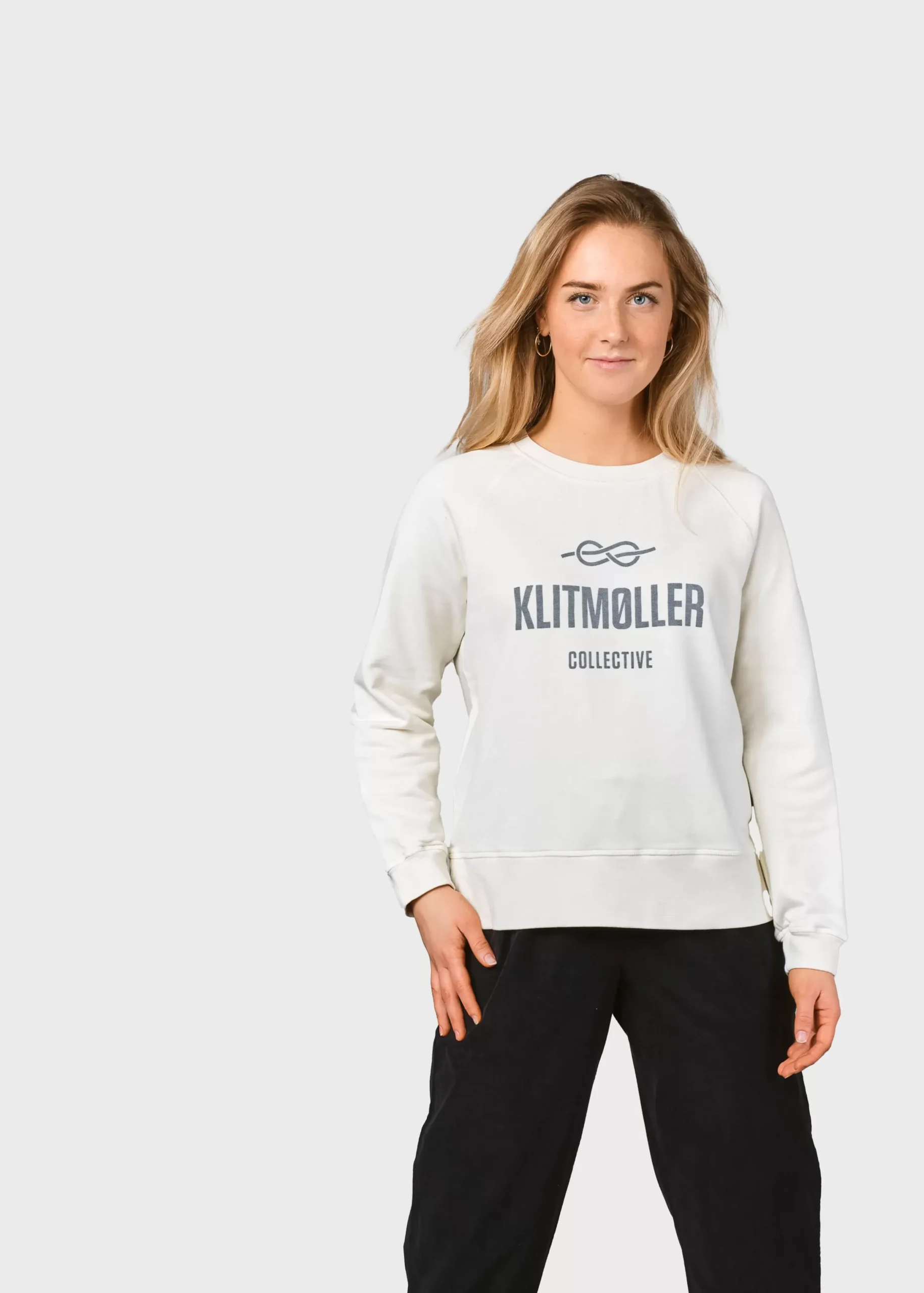 Klitmoller Collective Sweatshirts-Maja logo crew - Cream Skyblue
