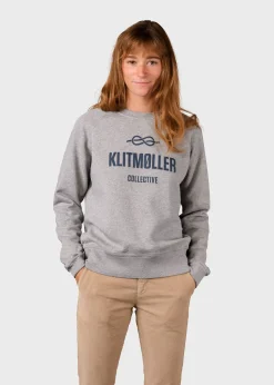 Klitmoller Collective Sweatshirts-Maja logo crew - Grey melange Skyblue
