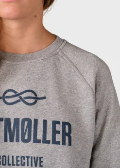 Klitmoller Collective Sweatshirts-Maja logo crew - Grey melange Skyblue