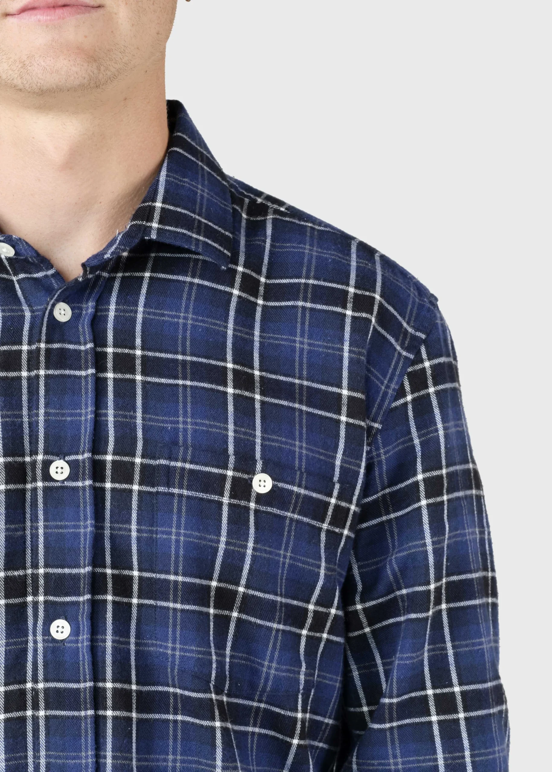 Klitmoller Collective Hemden-Manny shirt - Blue tones Olive/cream/navy