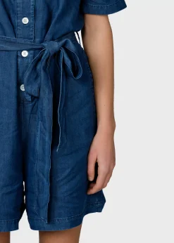 Klitmoller Collective Jumpsuits-Marna short jumpsuit - Dark blue chambrey Black