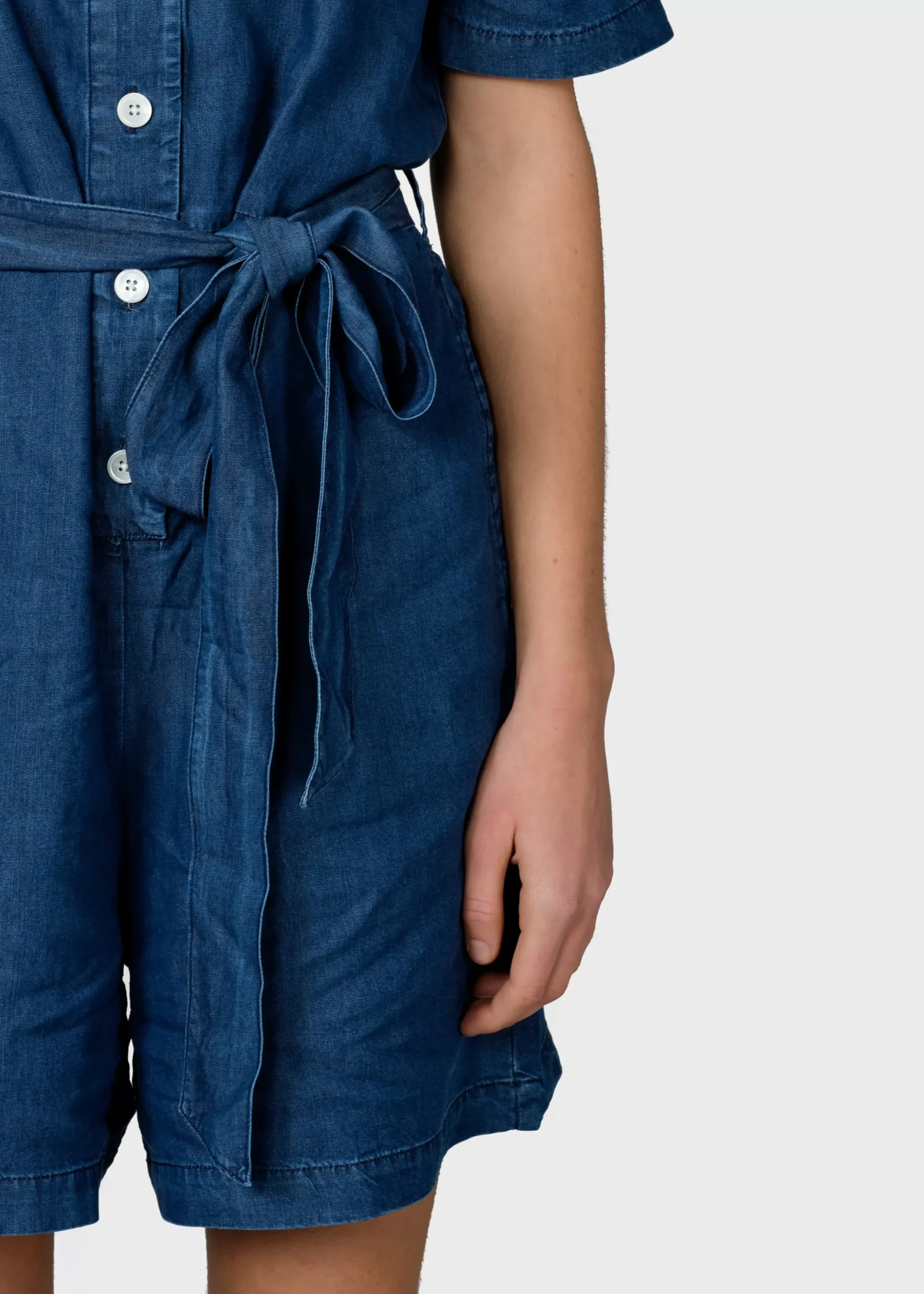 Klitmoller Collective Jumpsuits-Marna short jumpsuit - Dark blue chambrey Black