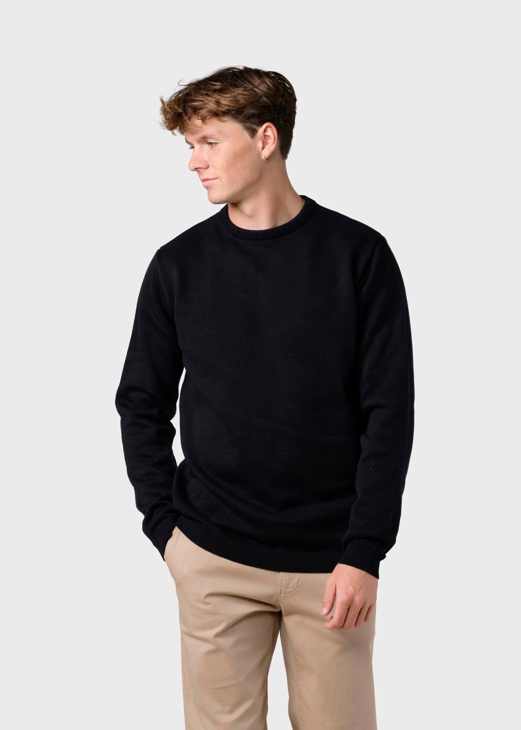 Klitmoller Collective Strick-Mens basic cotton knit - Black