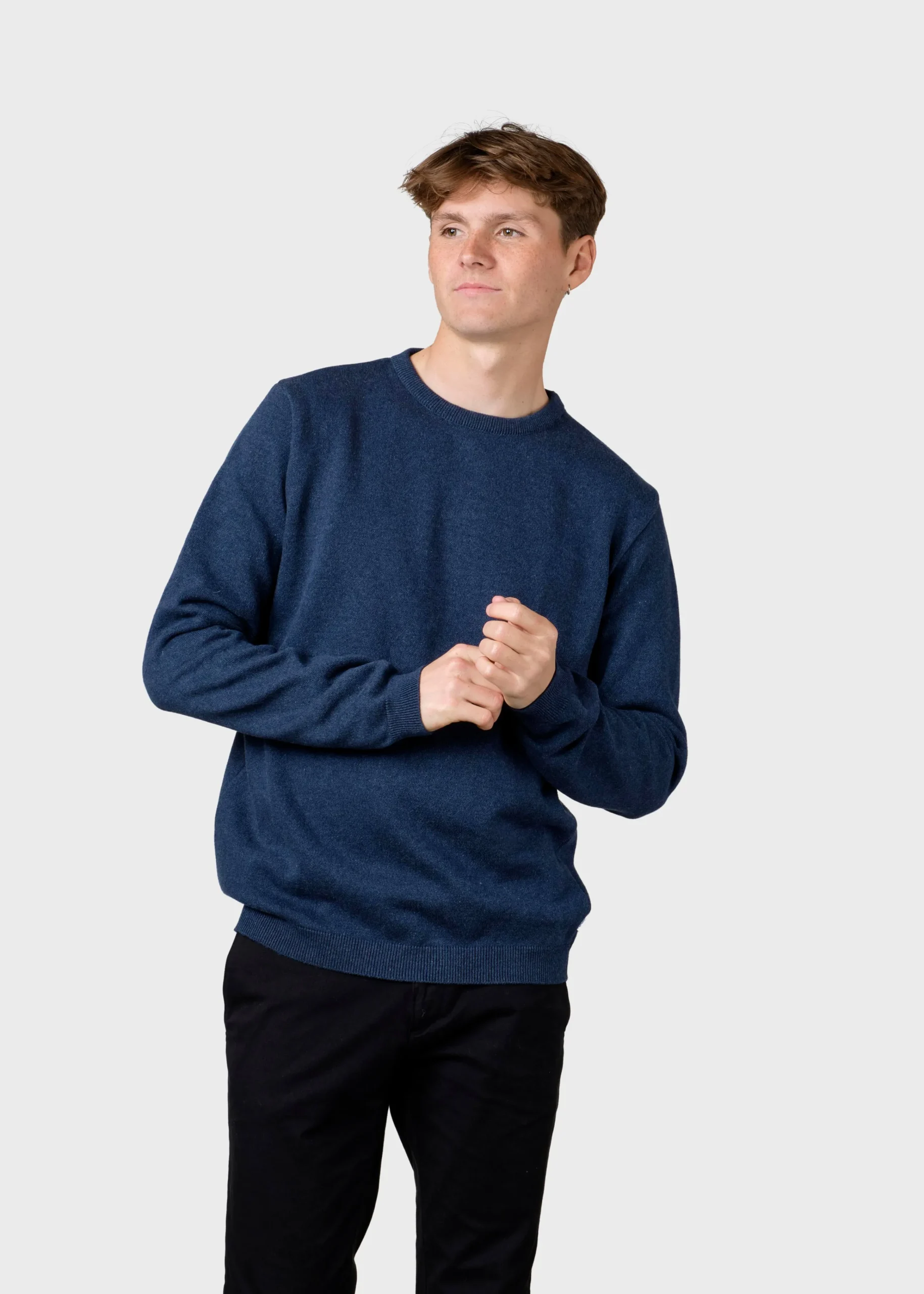 Klitmoller Collective Strick-Mens basic cotton knit - Deep blue Black