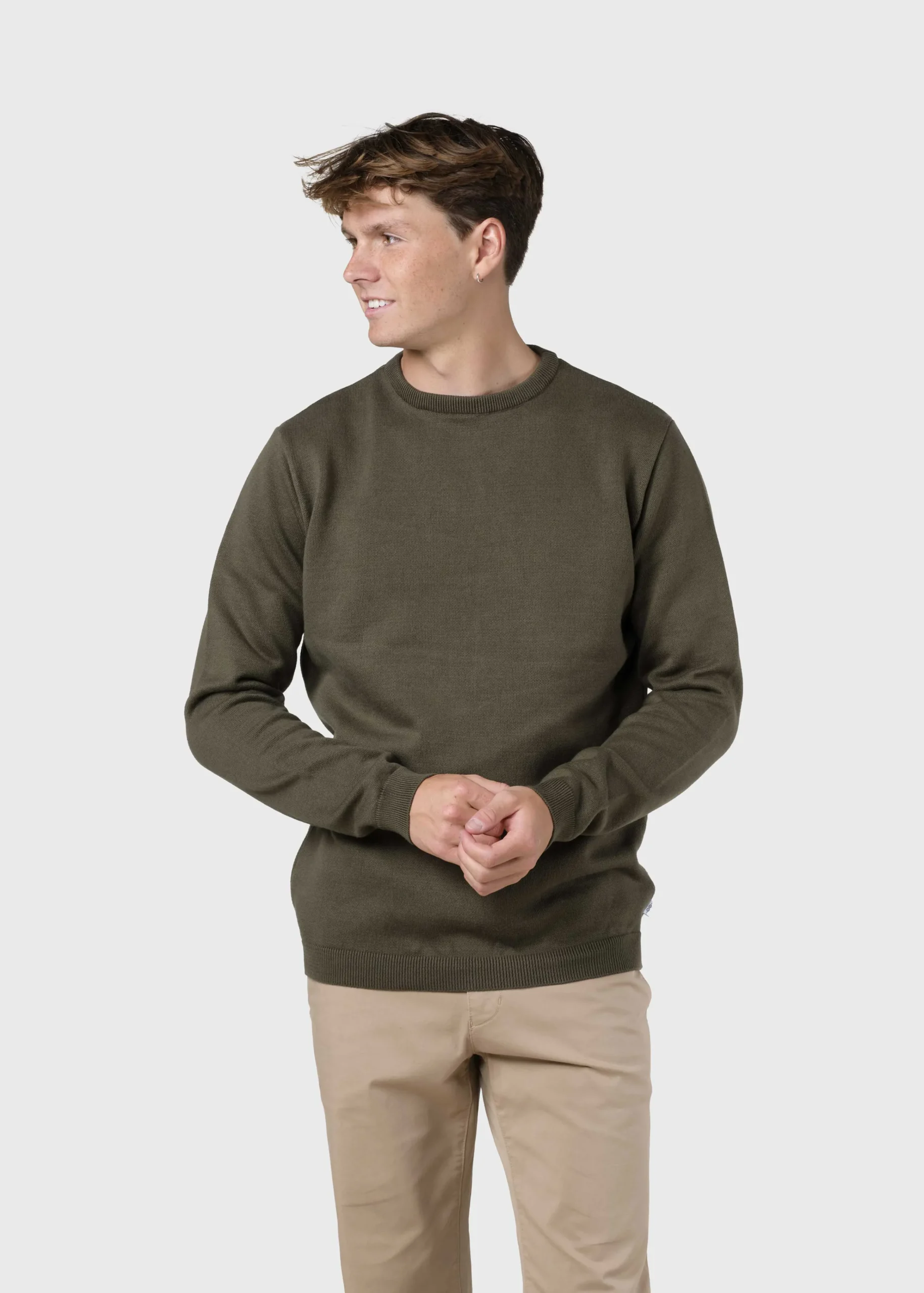 Klitmoller Collective Strick-Mens basic cotton knit - Olive Black