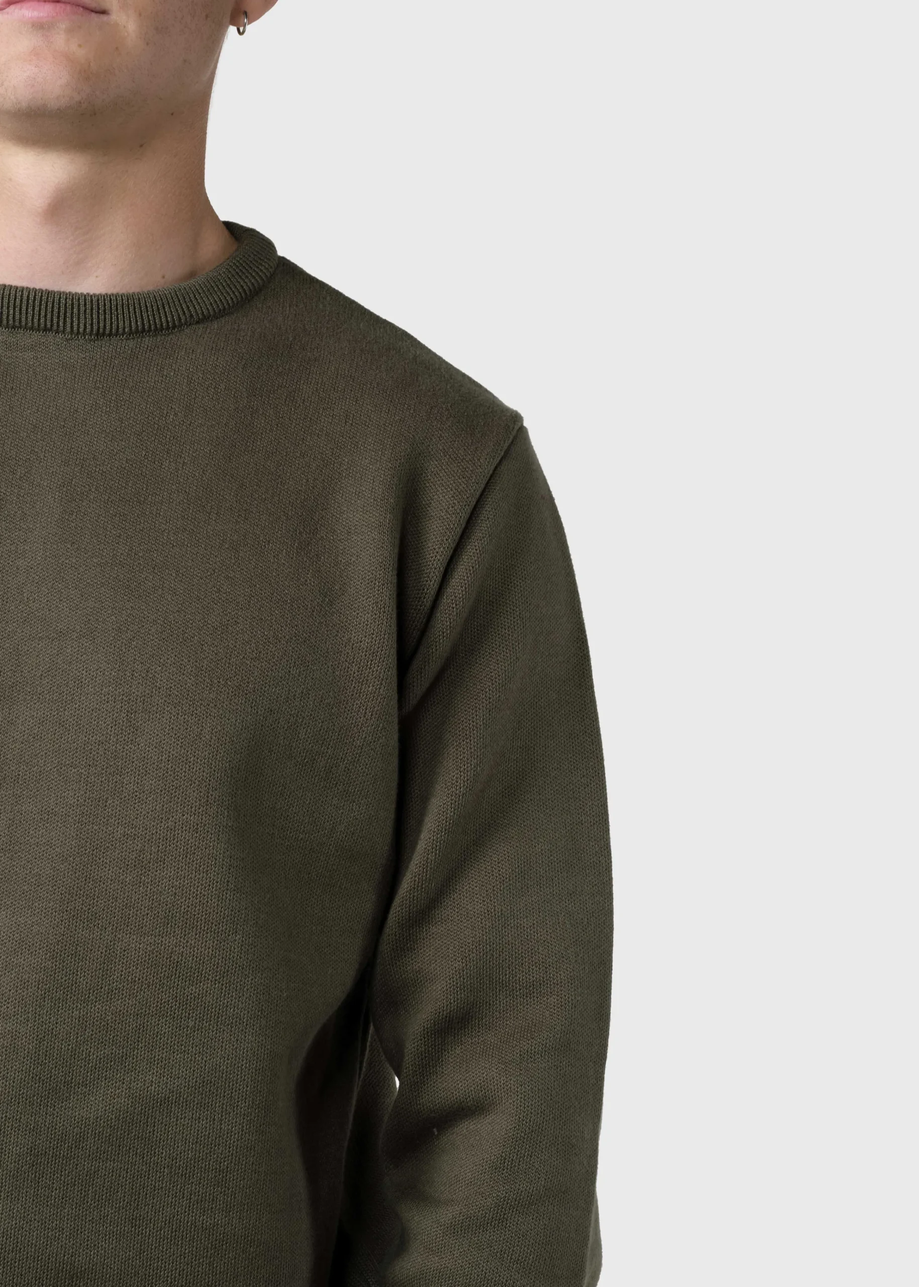 Klitmoller Collective Strick-Mens basic cotton knit - Olive Black