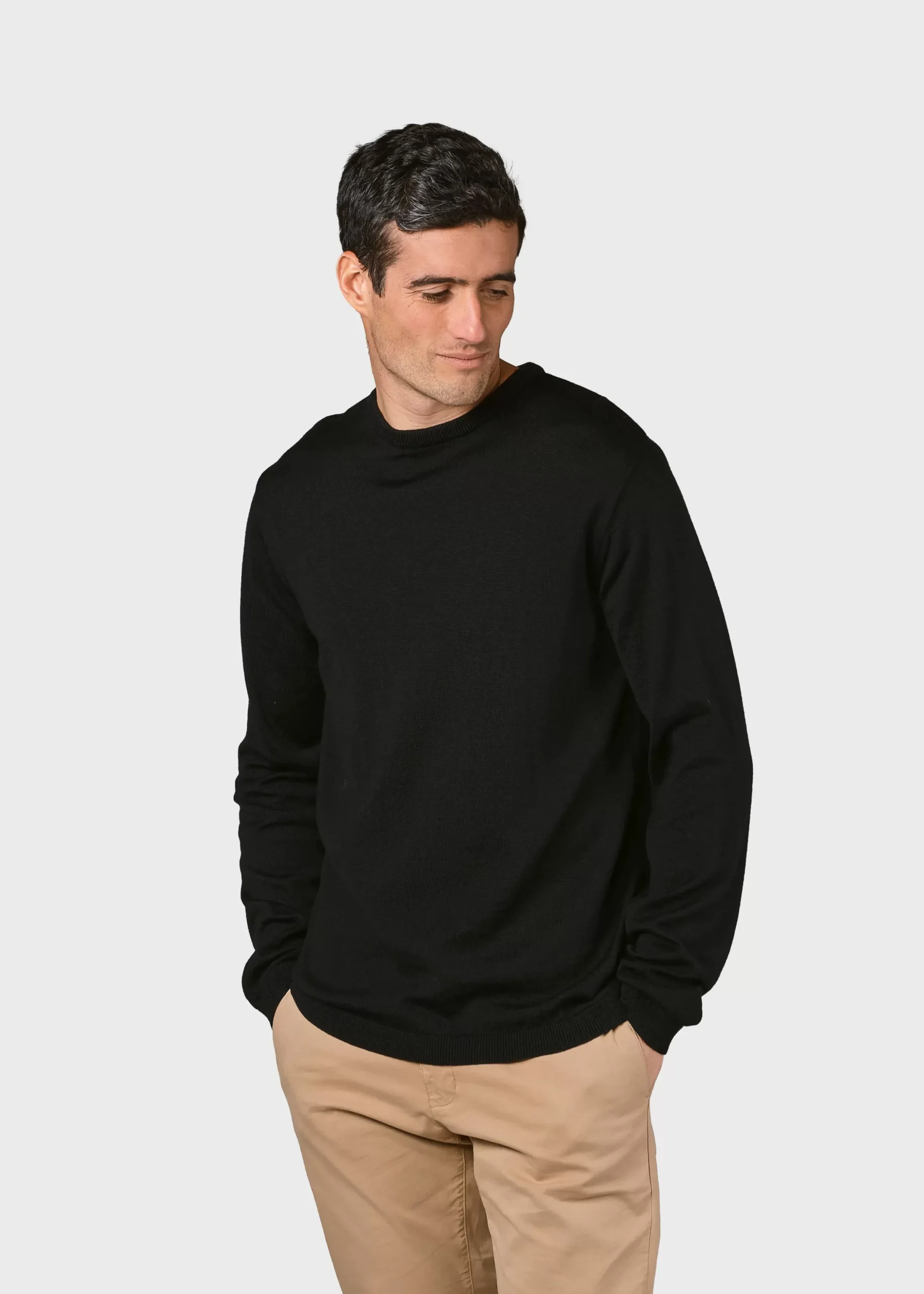 Klitmoller Collective Strick-Mens basic merino knit - Black Navy