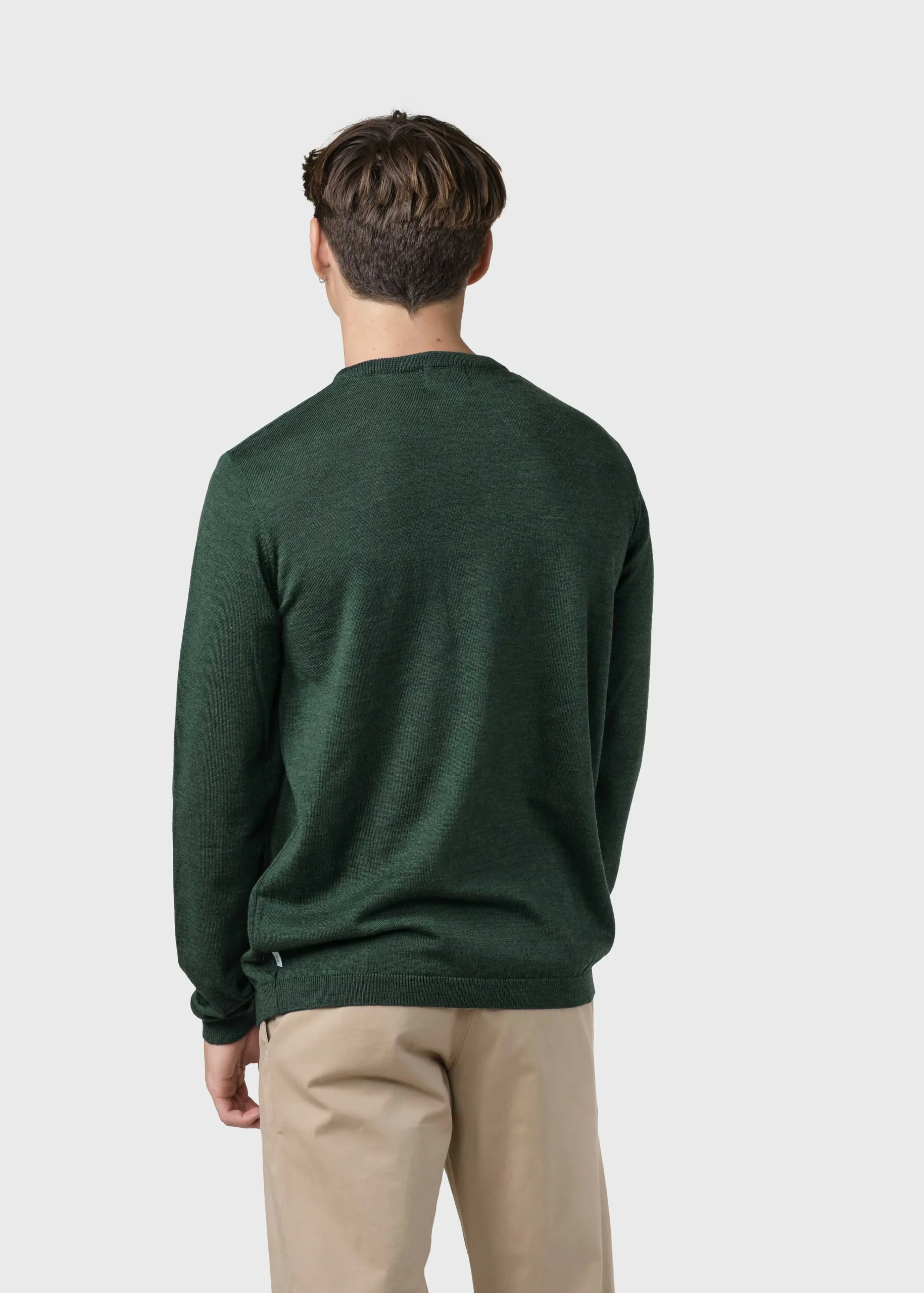 Klitmoller Collective Strick-Mens basic merino knit - Moss Green Navy