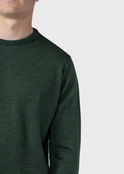 Klitmoller Collective Strick-Mens basic merino knit - Moss Green Navy