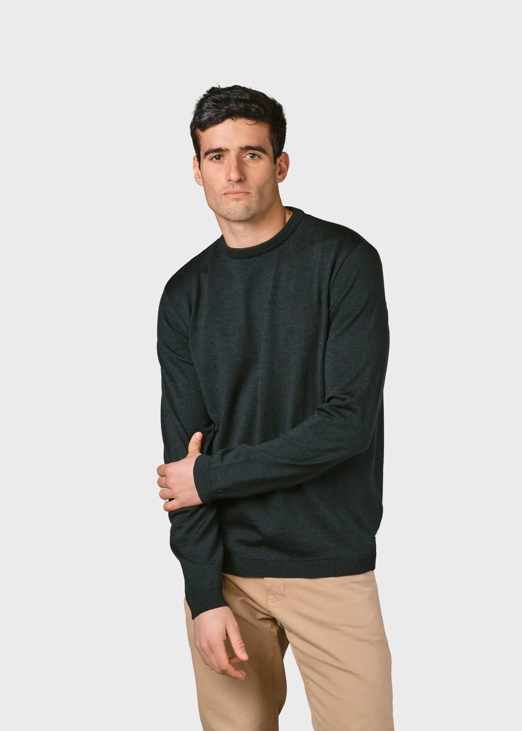 Klitmoller Collective Strick-Mens basic merino knit - Olive Navy