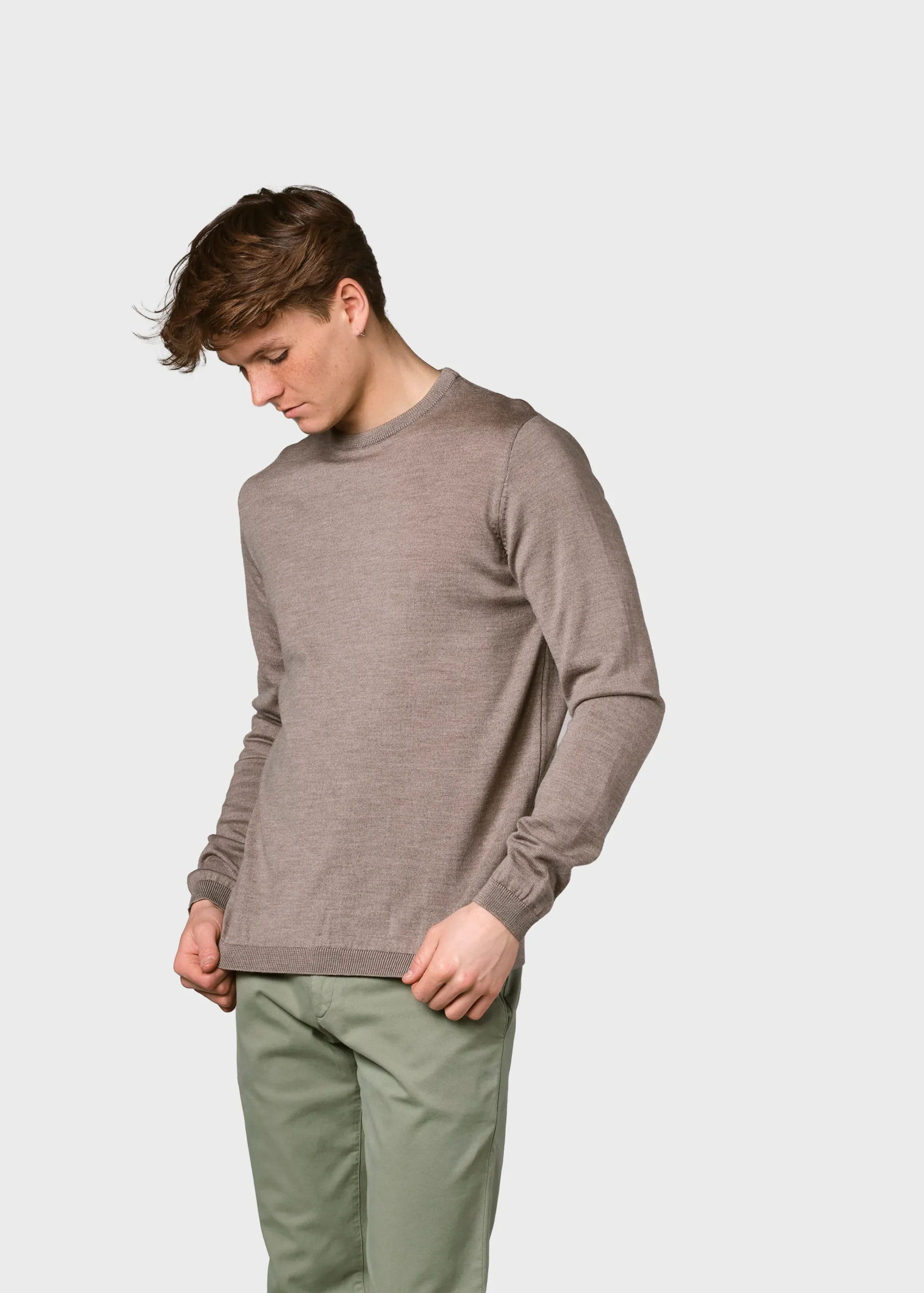 Klitmoller Collective Strick-Mens basic merino knit - Sand Navy
