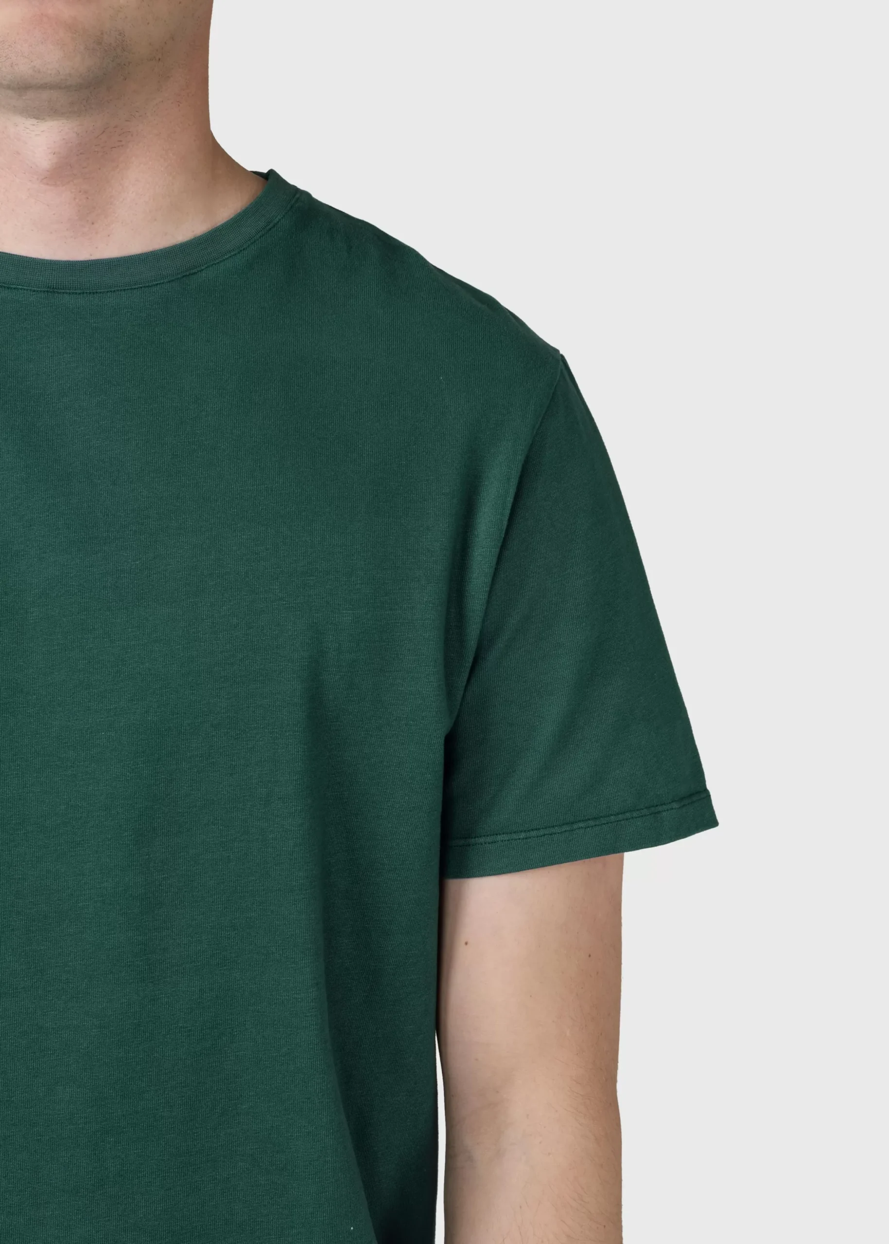 Klitmoller Collective T-shirts-Mens boxy tee - Moss Green White