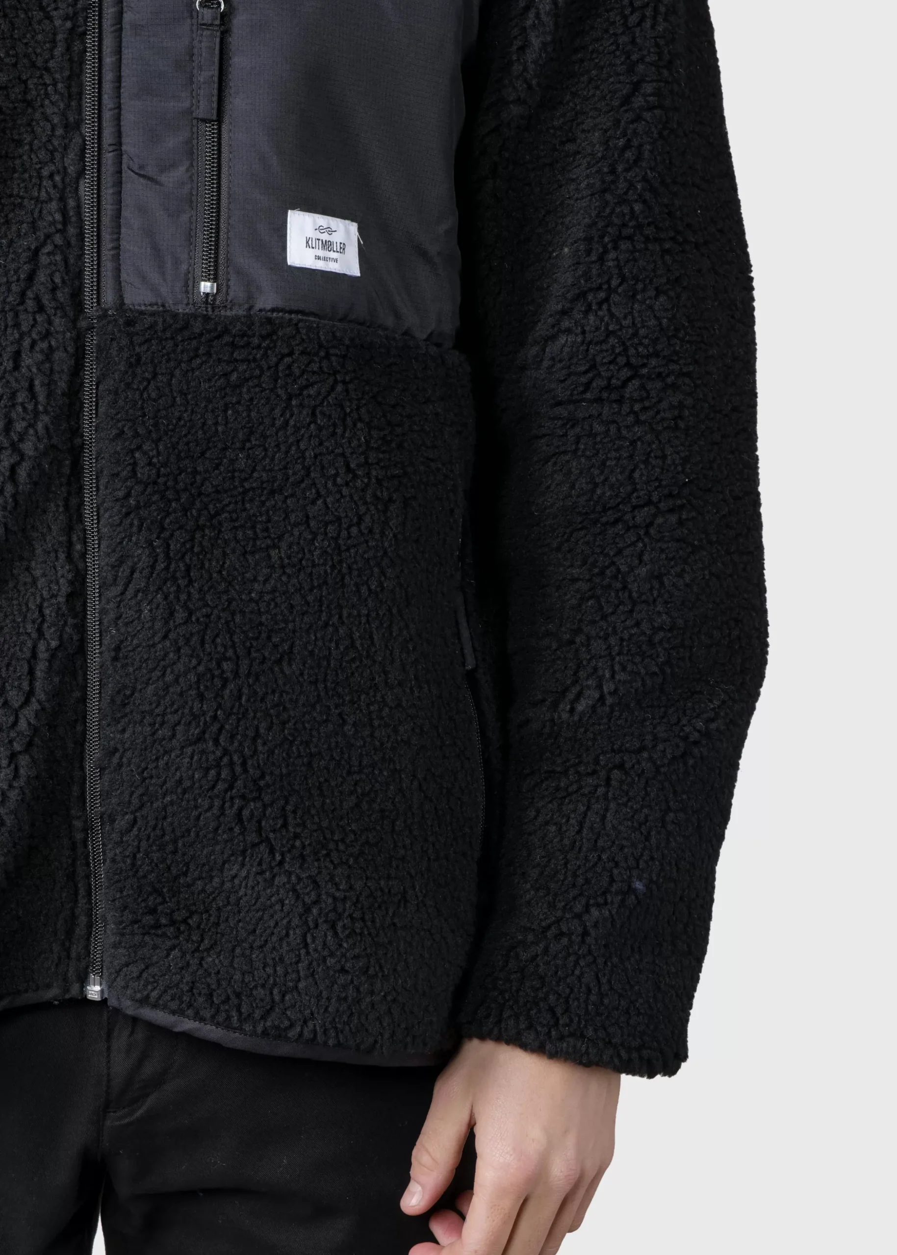 Klitmoller Collective Fleece-Mens fleece jacket - Black Pastelgrey