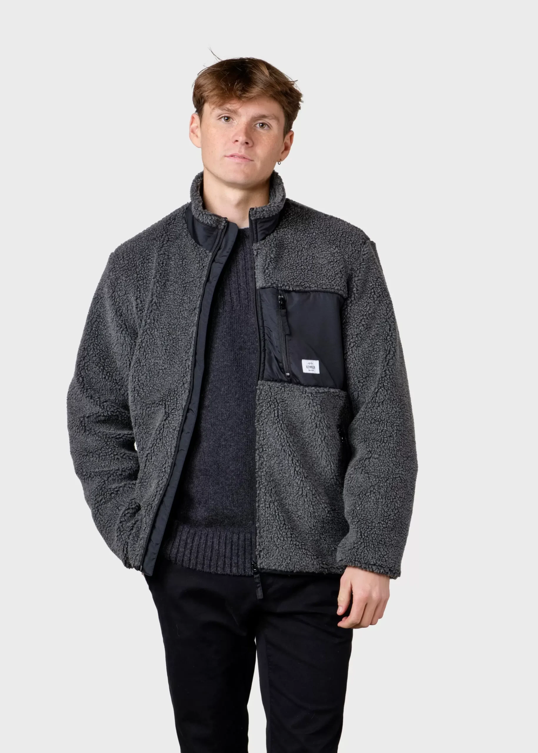 Klitmoller Collective Fleece-Mens fleece jacket - Grey Pastelgrey
