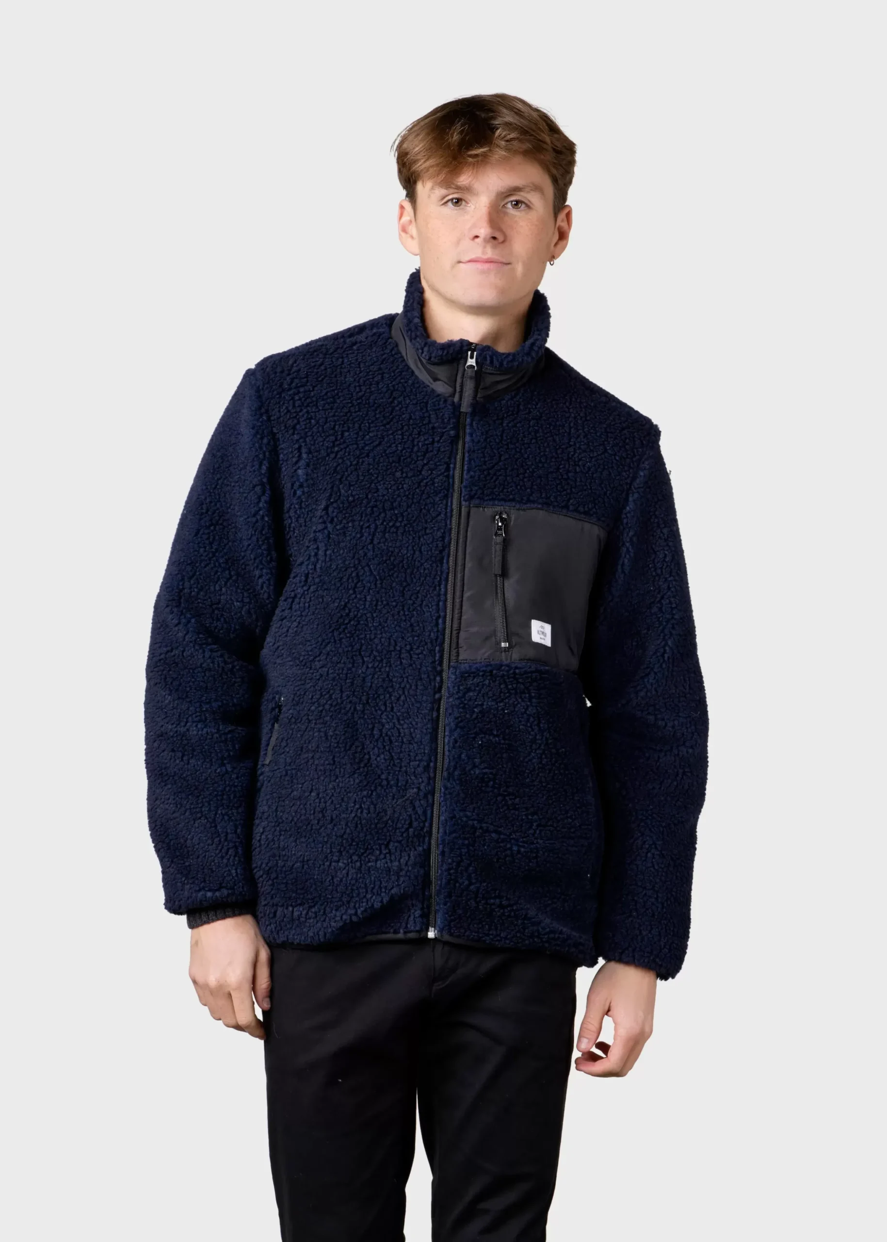 Klitmoller Collective Fleece-Mens fleece jacket - Navy Pastelgrey