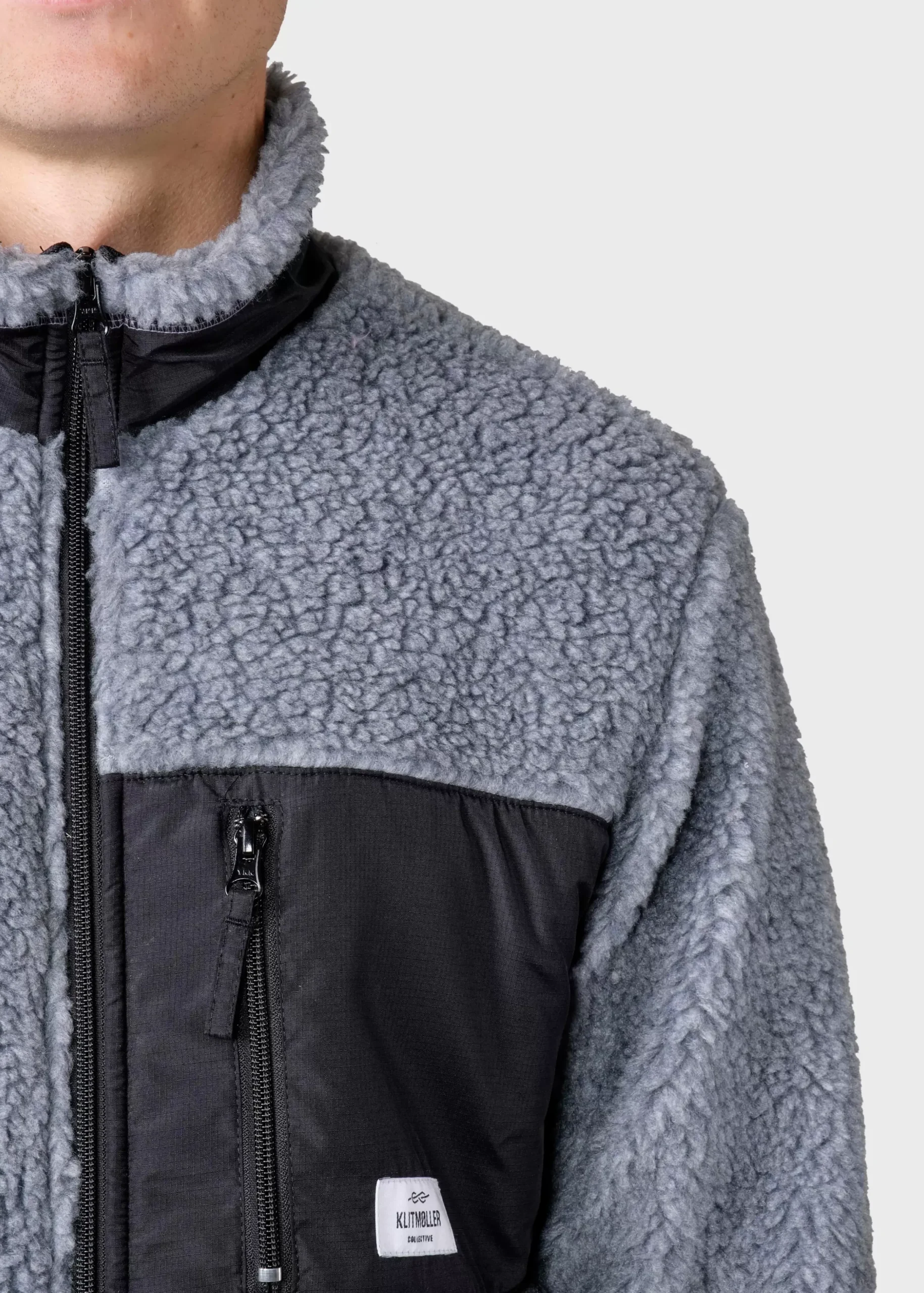 Klitmoller Collective Fleece-Mens fleece jacket - Pastel grey Pastelgrey