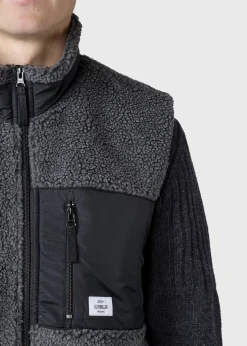 Klitmoller Collective Fleece-Mens fleece vest - Grey Black