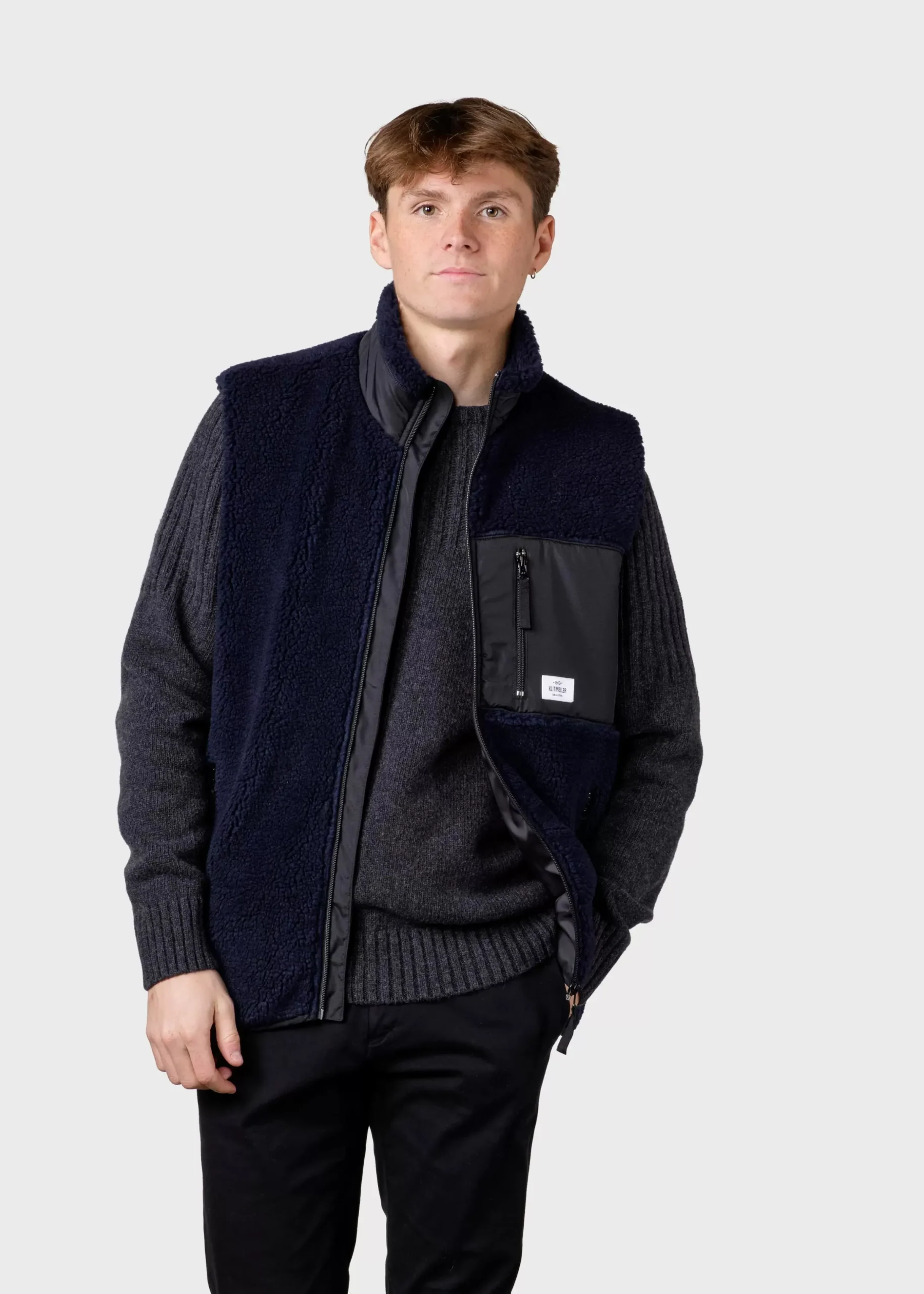 Klitmoller Collective Fleece-Mens fleece vest - Navy Black