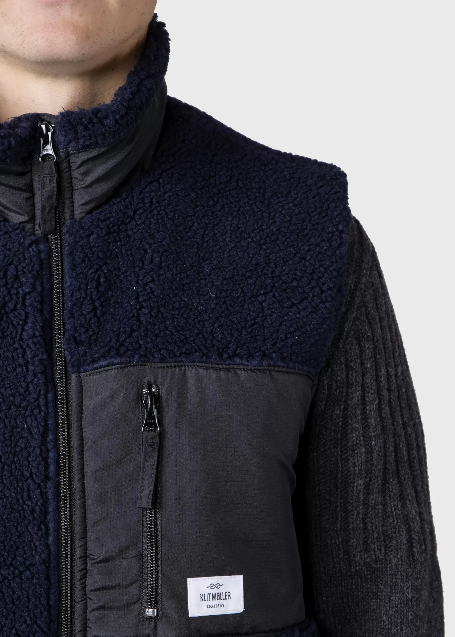 Klitmoller Collective Fleece-Mens fleece vest - Navy Black