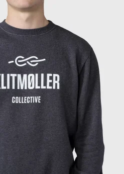 Klitmoller Collective Sweatshirts-Mens logo crew - Anthracite melange Ocean