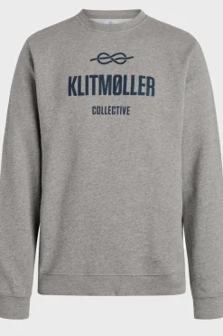Klitmoller Collective Sweatshirts-Mens logo crew - Grey melange Ocean