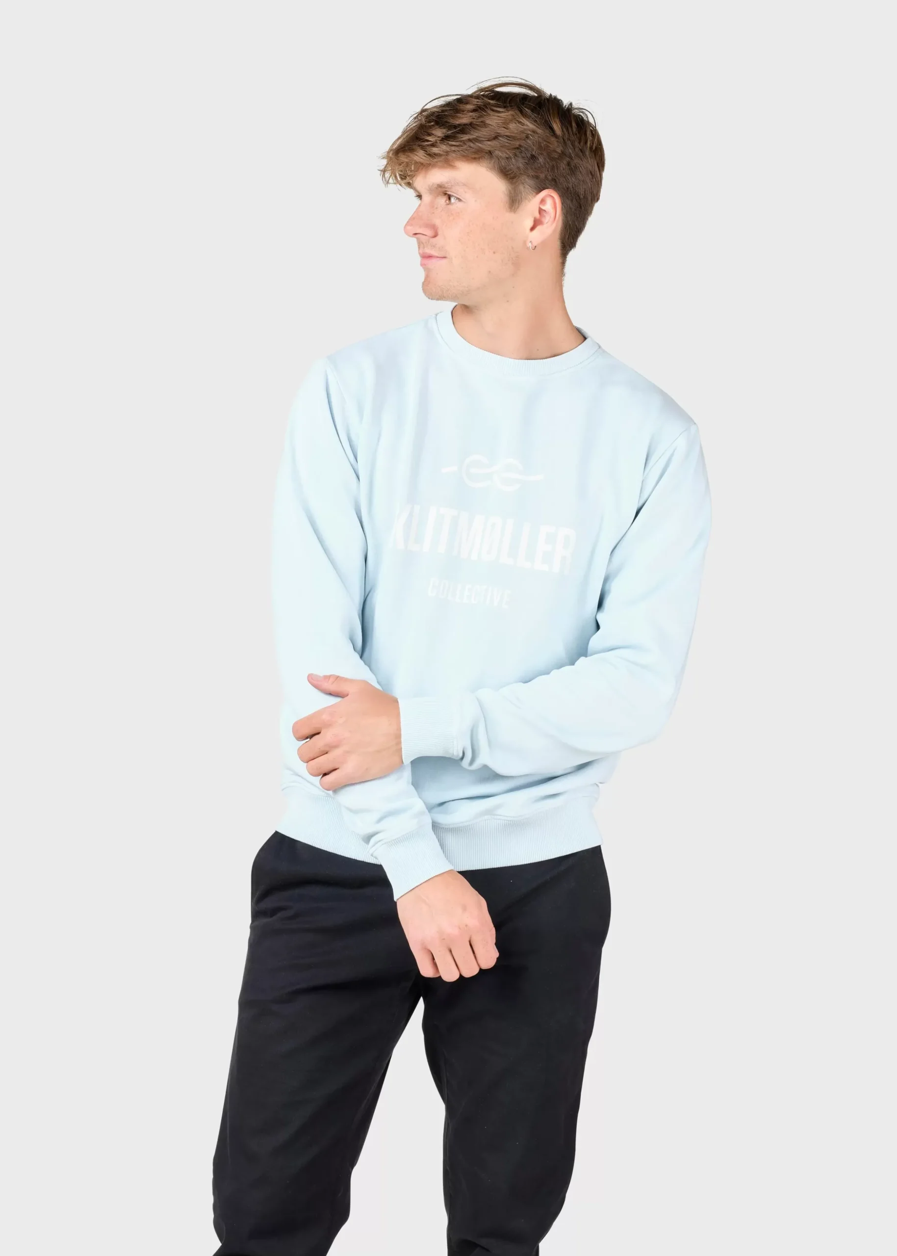 Klitmoller Collective Sweatshirts-Mens logo crew - Light blue Ocean