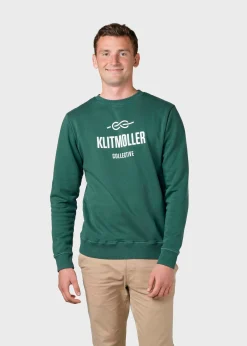 Klitmoller Collective Sweatshirts-Mens logo crew - Moss Green Ocean