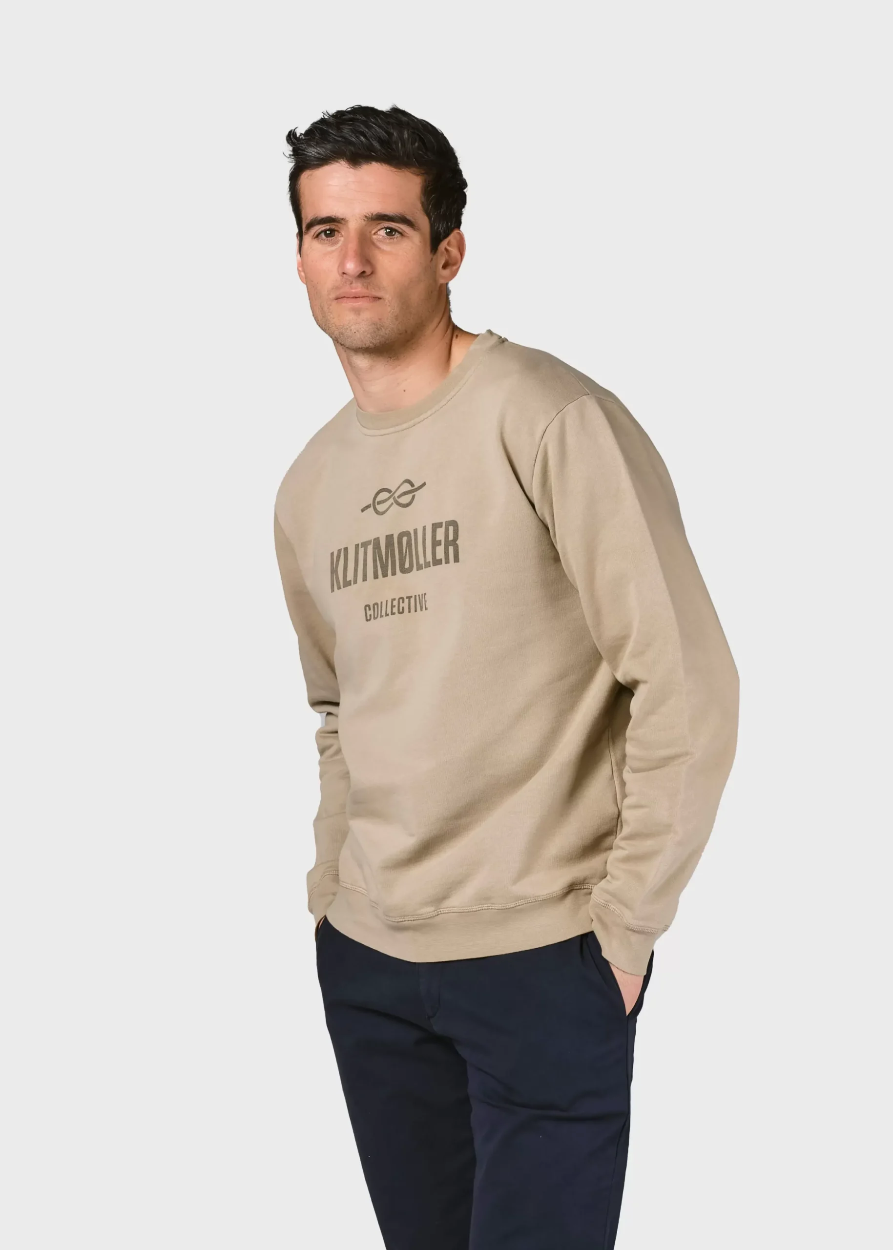 Klitmoller Collective Sweatshirts-Mens logo crew - Sand Ocean