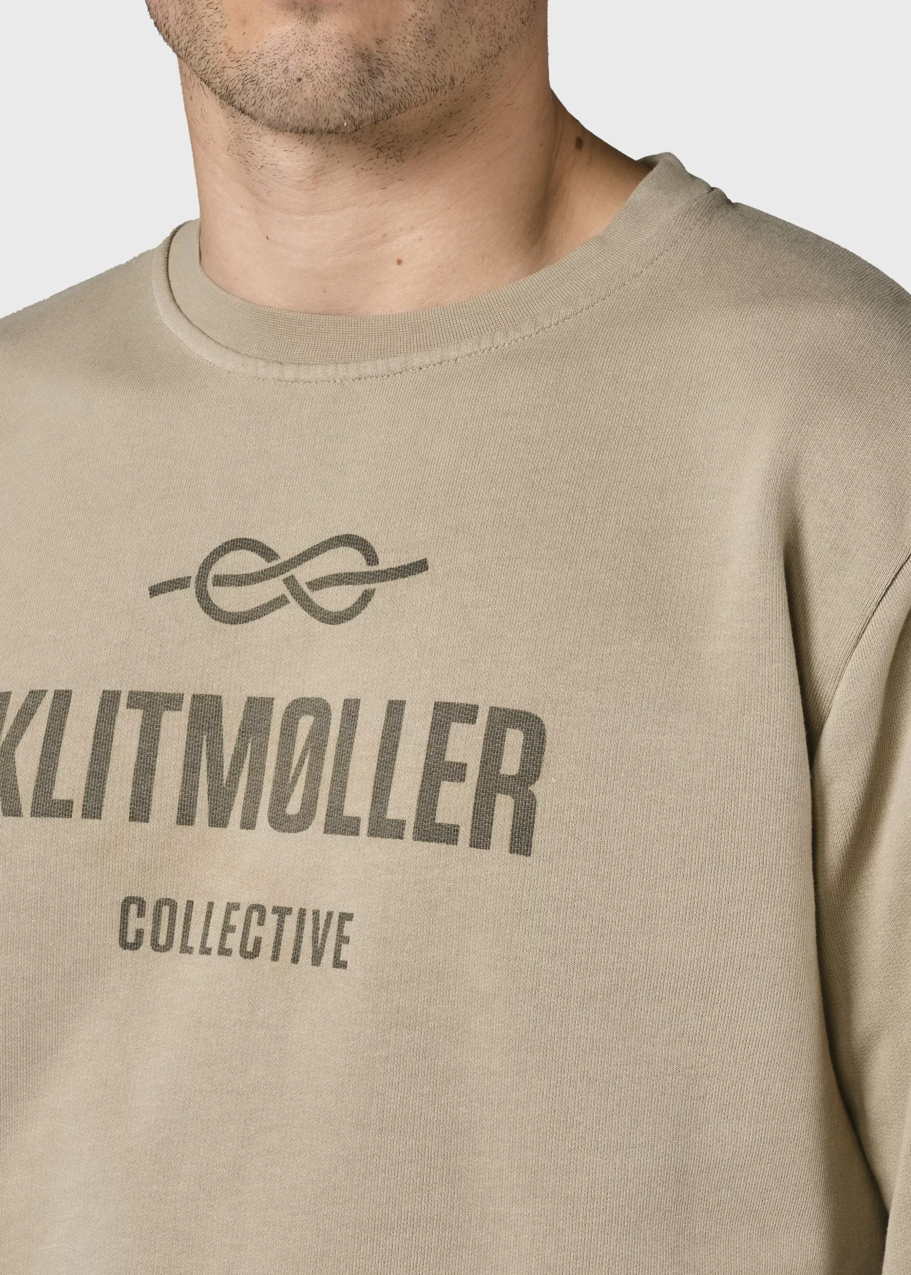 Klitmoller Collective Sweatshirts-Mens logo crew - Sand Ocean