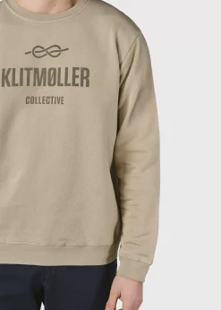 Klitmoller Collective Sweatshirts-Mens logo crew - Sand Ocean