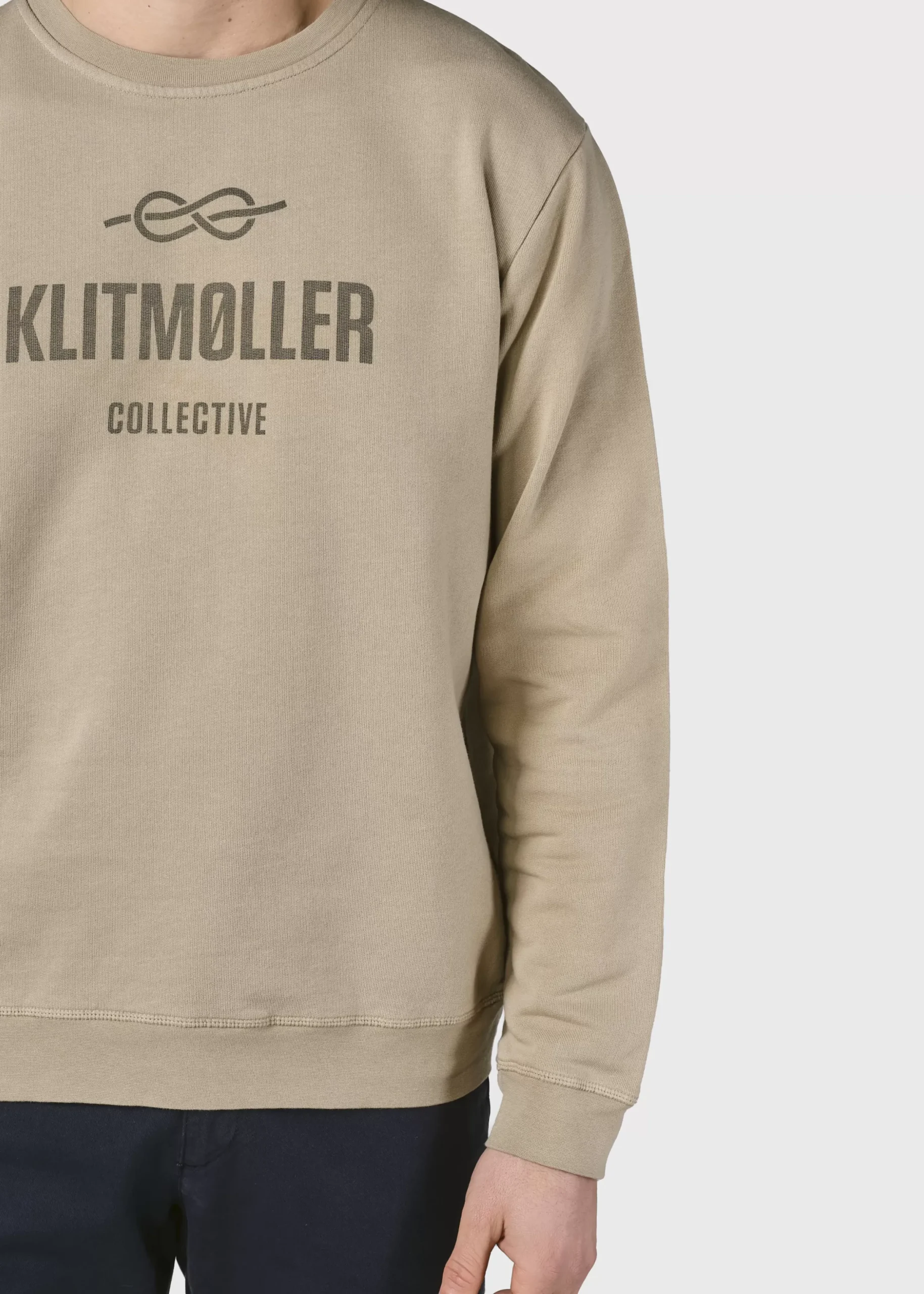 Klitmoller Collective Sweatshirts-Mens logo crew - Sand Ocean