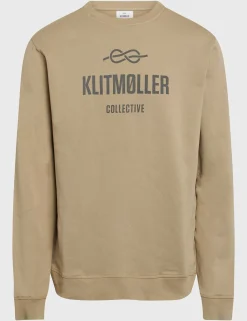 Klitmoller Collective Sweatshirts-Mens logo crew - Sand Ocean