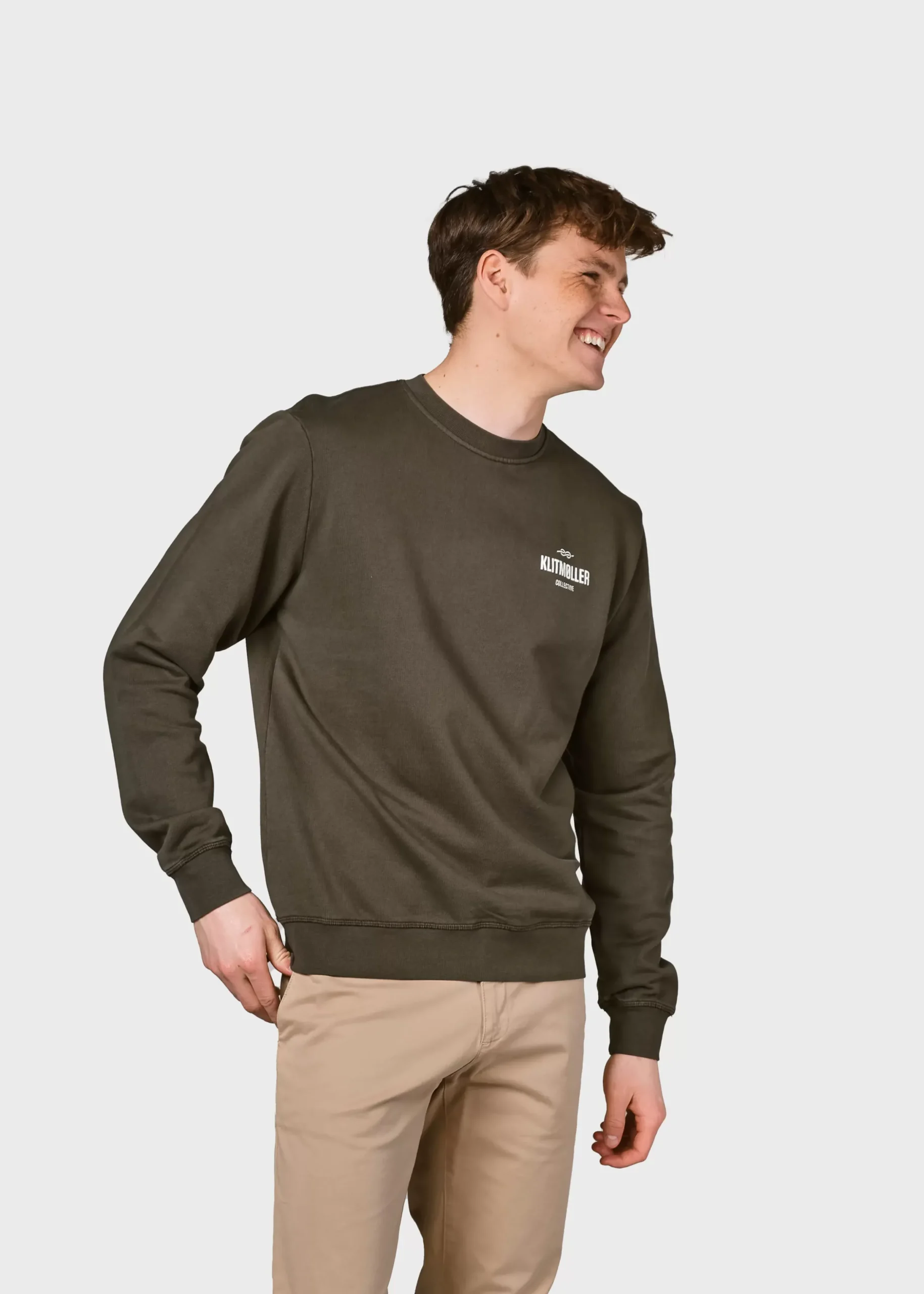 Klitmoller Collective Sweatshirts-Mens small logo crew - Olive Navy
