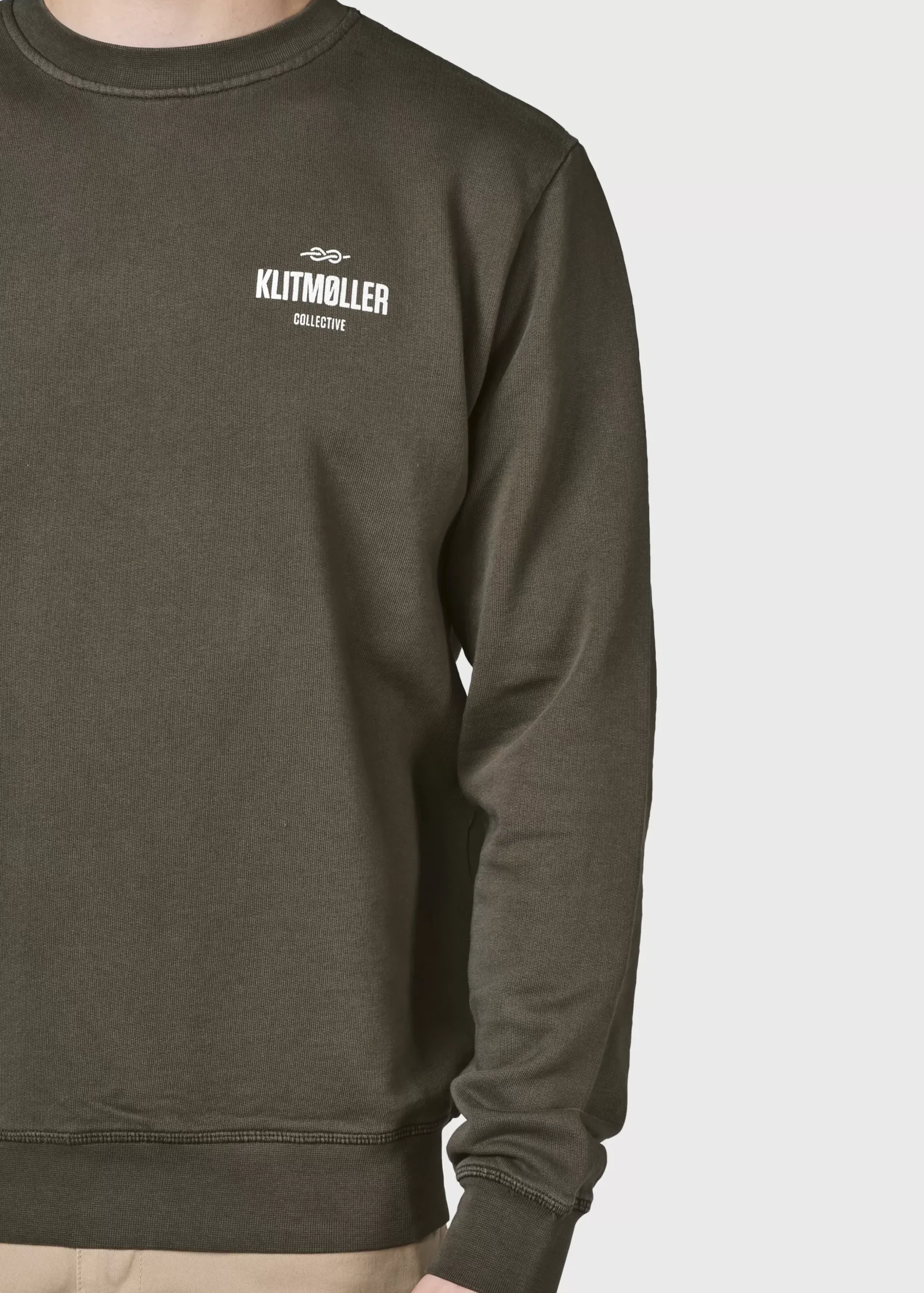 Klitmoller Collective Sweatshirts-Mens small logo crew - Olive Navy